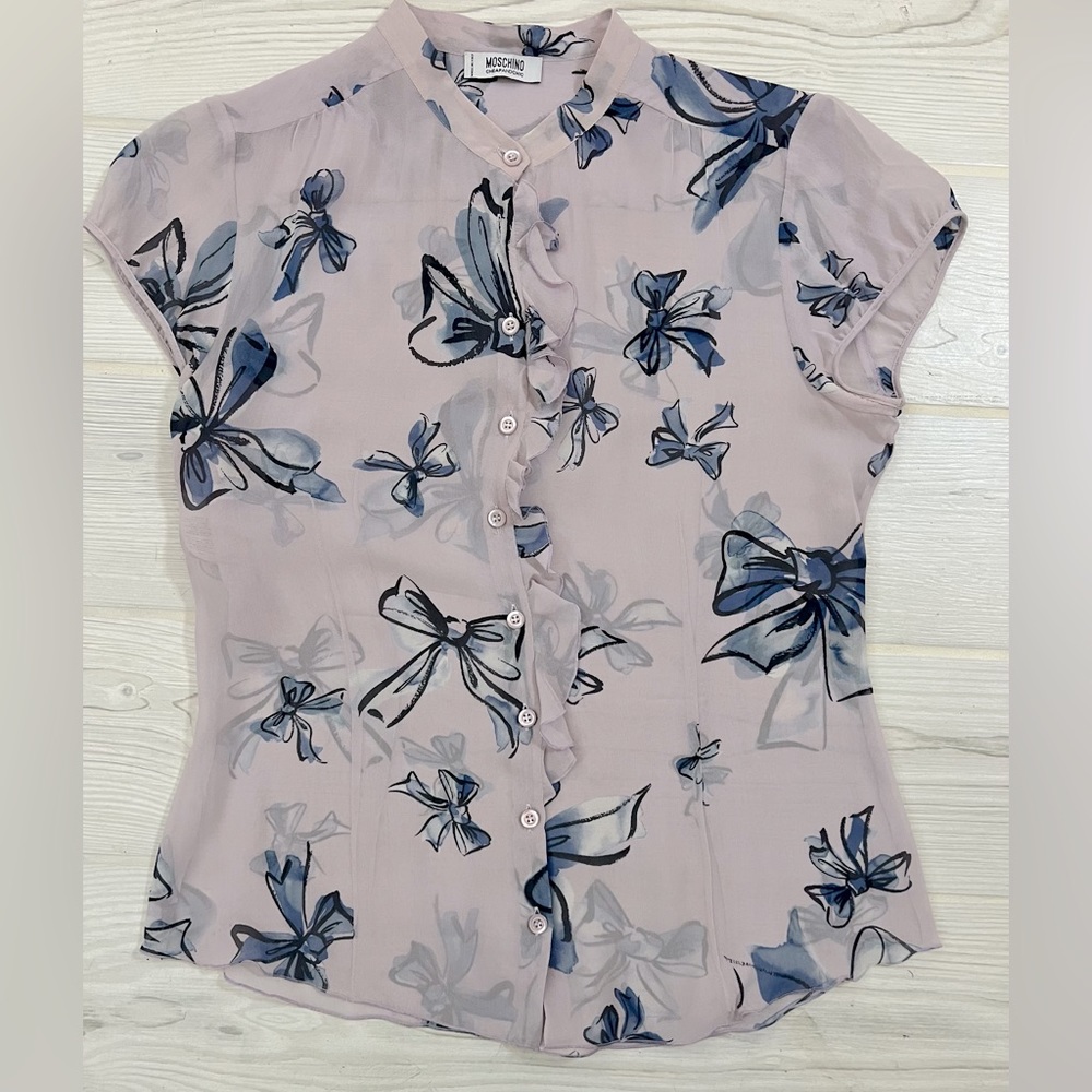 Moschino sheer button blouse.